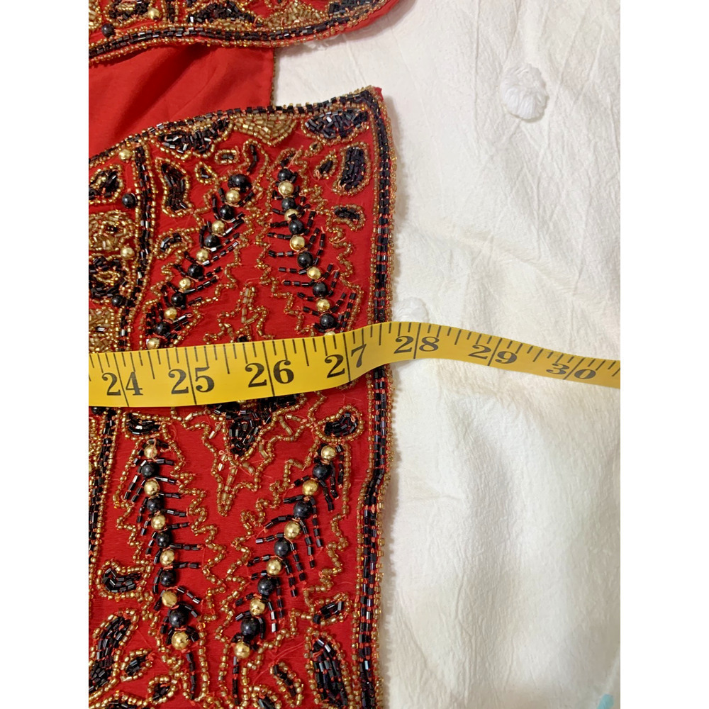 Vintage Lawrence Kazaar Silk Sequined Jacket Red 4X Holiday Party Mardi Gras - Picture 8 of 10